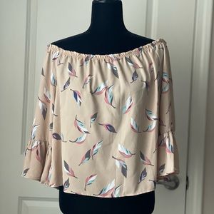 Off the shoulder cream flower blouse